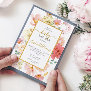 Fleur sauvage douce Baby shower Floral Invitation