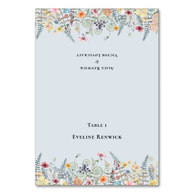 Fleur sauvage Dusty Mariage pliable Carte Place (Par défaut)