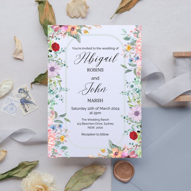 Fleur sauvage Elégant Mariage Invitation (Créateur téléchargé)