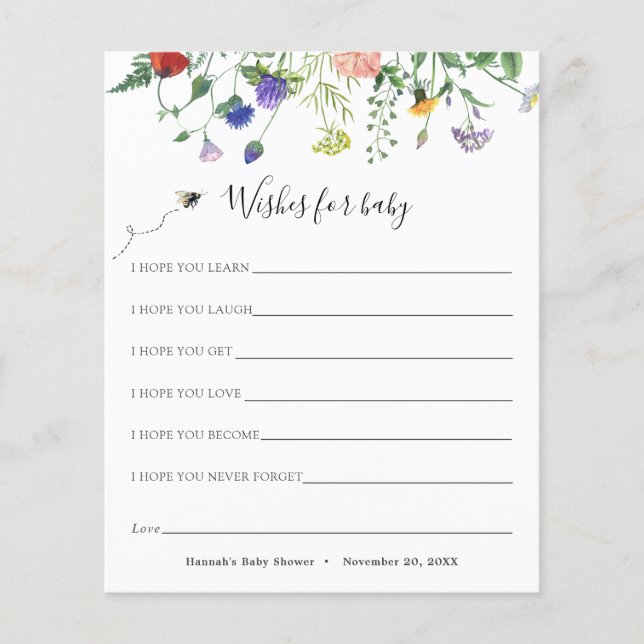 Fleur sauvage et souhait d'abeilles pour la carte  (Devant)