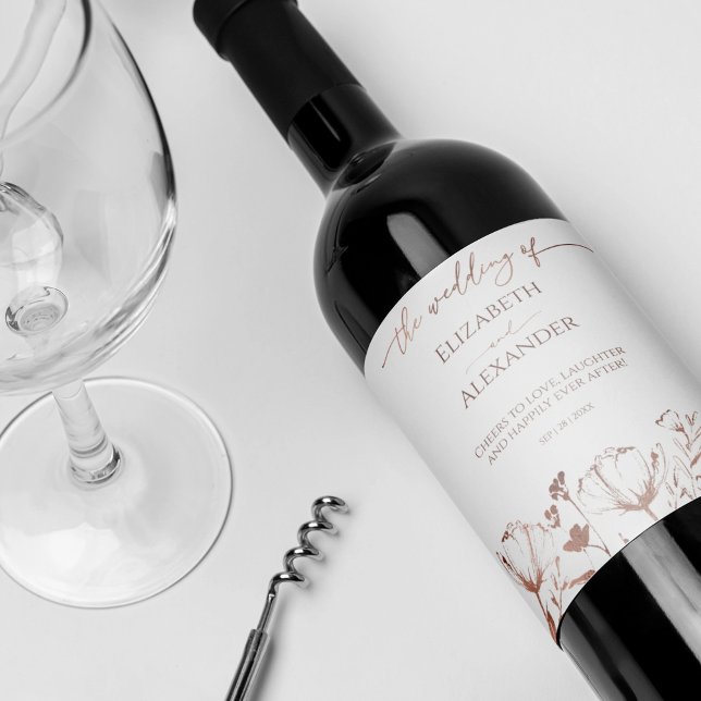 Fleur sauvage Étiquette du vin de mariage de print (Créateur téléchargé)