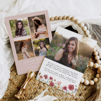 Fleur sauvage Faire-part de diplôme fille 5 Photos