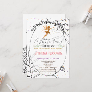 Fleur sauvage Fairy Thème Baby shower Invitation