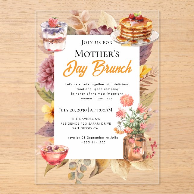 fleur sauvage Fête des mères Brunch Invitations (Recto)