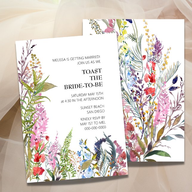 Fleur sauvage Fleurs nuptiales Invitation à la dou (Créateur téléchargé)