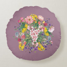Fleur sauvage Floral Accent Coussin rond doux