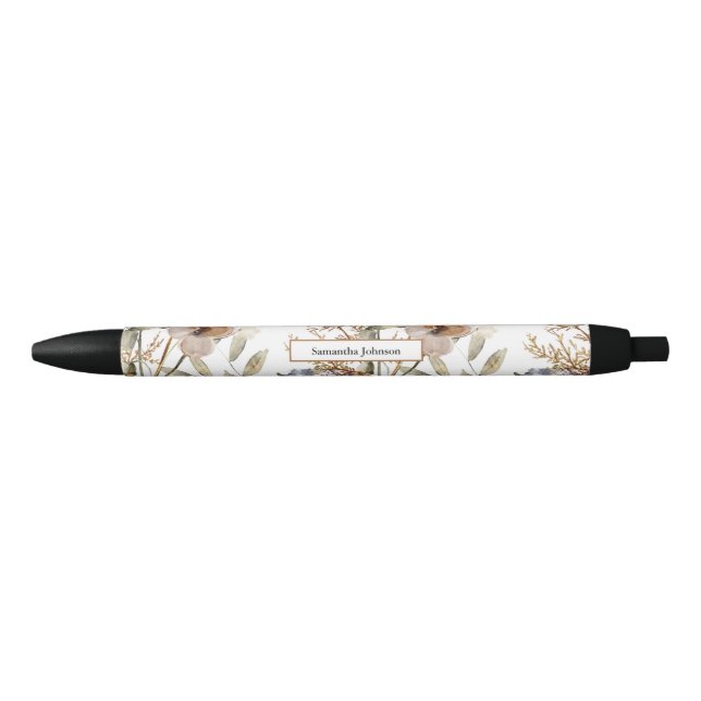 Fleur sauvage Floral Aquarelle Nom Stylo (Devant)