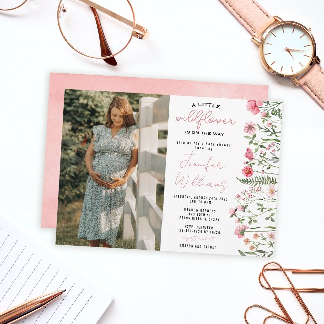 Fleur sauvage Floral baby shower photo invitation (Créateur téléchargé)