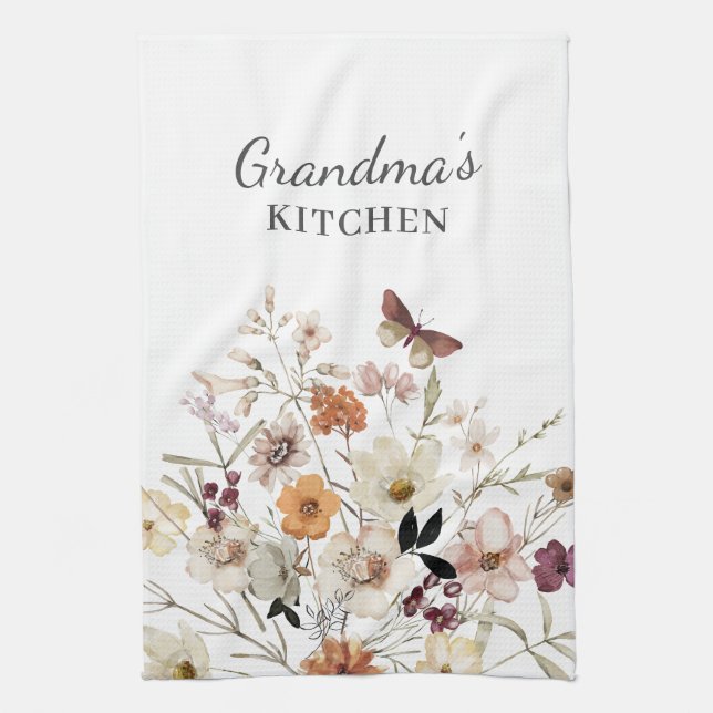 Fleur sauvage Floral Grandma Serviettes de cuisine (Vertical)