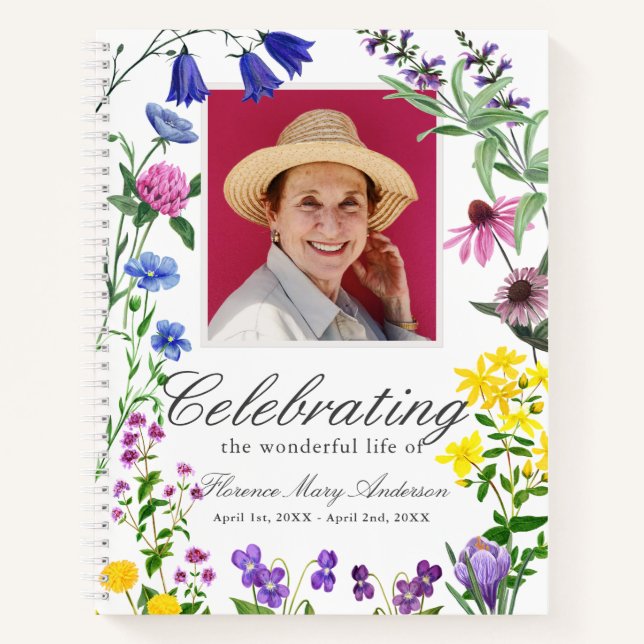 Fleur sauvage Floral Memorial Funeral Livre d'or (Devant)