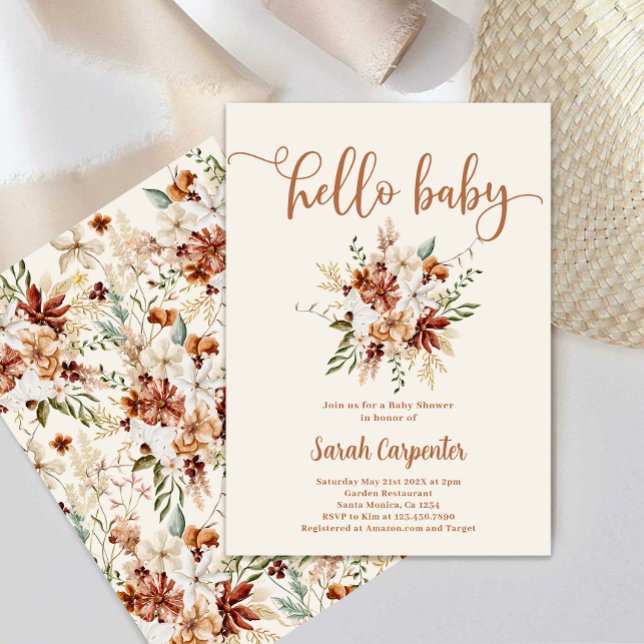 Fleur sauvage florale baby shower fille Invitation (Créateur téléchargé)
