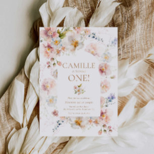 Fleur sauvage Garden 1er anniversaire Invitation