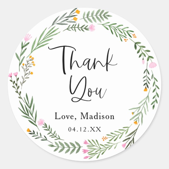 Fleur sauvage Garden Anniversaire Merci Sticker (Devant)