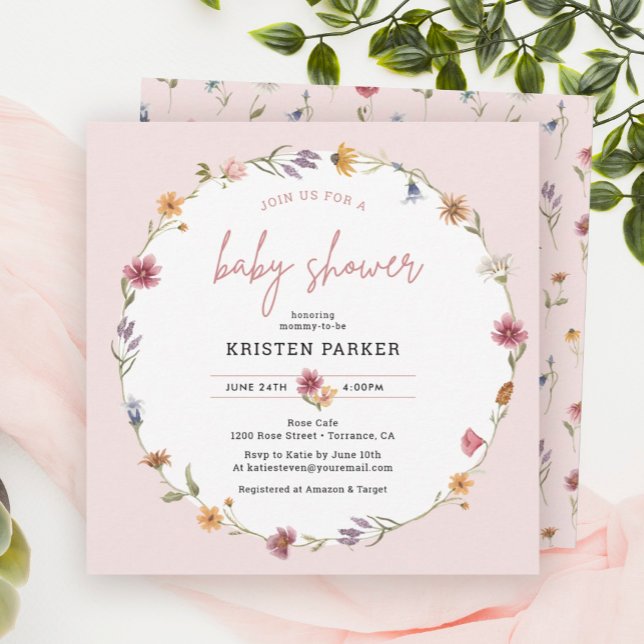 Fleur sauvage Garden Girl Baby shower Invitation (Créateur téléchargé)