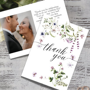 Fleur sauvage Garden Photo Mariage Carte de remerc