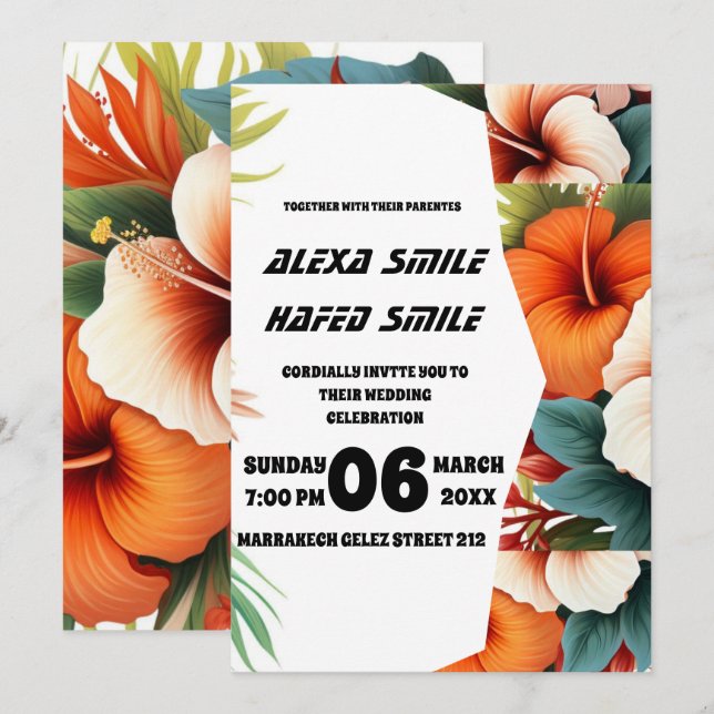 Fleur sauvage Gatefold Faire-part de mariage, Joli (Devant / Derrière)