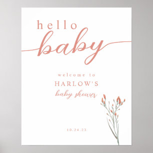 Fleur sauvage Hello Baby Baby shower Affiche de bi