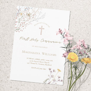 fleur sauvage Invitation à la première communion