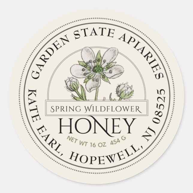 Fleur sauvage ivoire Honey Étiquette (Devant)