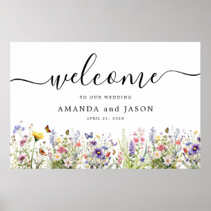Fleur sauvage jardin Affiche de bienvenue de maria