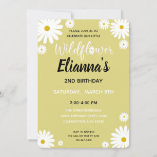 Fleur sauvage Jaune Daisy Girl Invitation Annivers