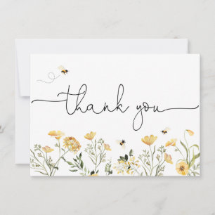 Fleur sauvage jaune et Carte de remerciements des 