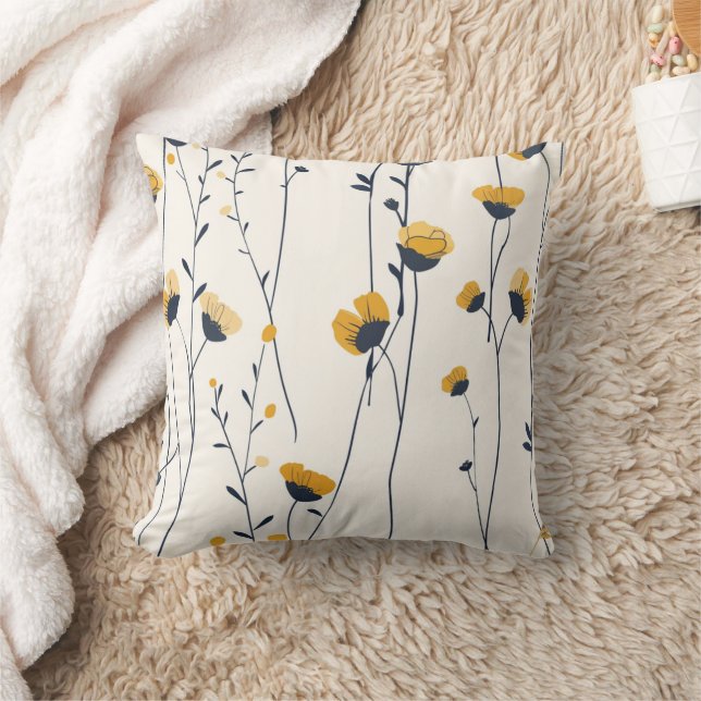 fleur sauvage jeté oreiller, coussin décoratif fle (Couverture)