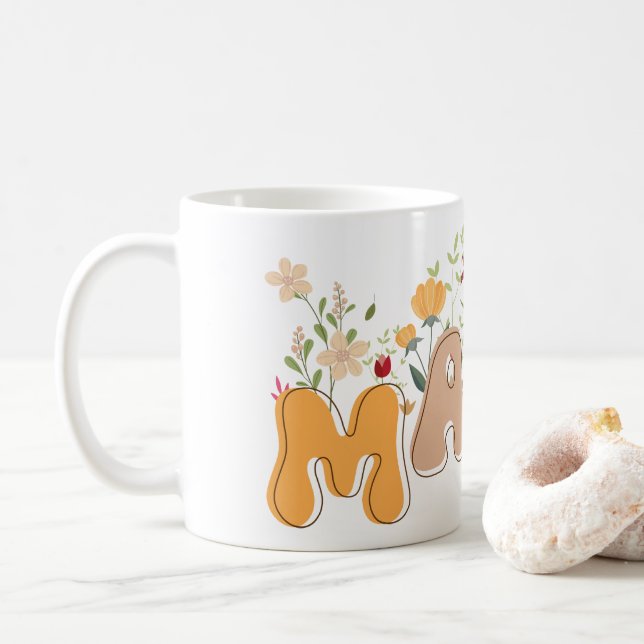 Fleur sauvage Mama Boho Floral Mug (Avec donut)