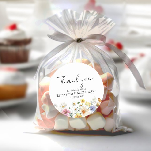 Fleur sauvage | Mariage bohème merci Autocollant (Créateur téléchargé)