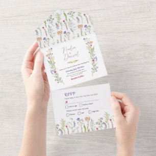 Fleur sauvage mariage Floral Invitation & RSVP