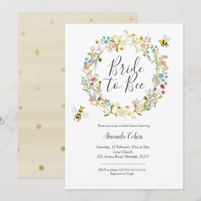 Fleur sauvage mariée à être nuptiale invitation de (Devant / Derrière)