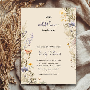 Fleur sauvage meadow boho baby shower invitation