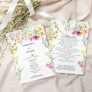 Fleur sauvage Meadow Floral Wedding Programme de m