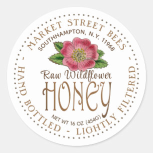 Fleur sauvage Miel Étiquette Fleur rose sauvage ro