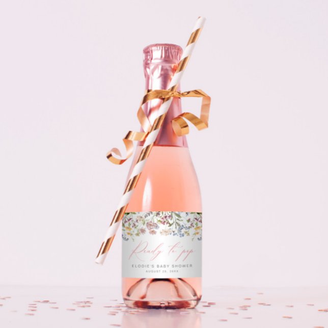 Fleur sauvage Mini Sparkling Wine Étiquettes prêts (Créateur téléchargé)