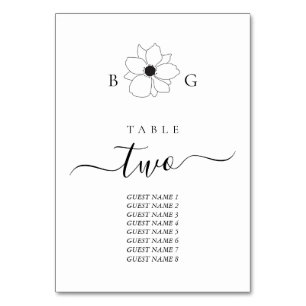 Fleur sauvage Monogramme Mariage Numéro de table