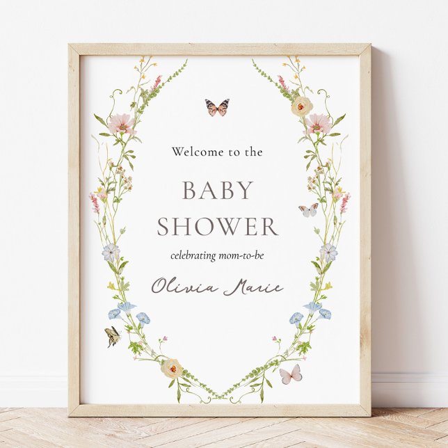 Fleur sauvage Papillon Garden Affiche de bienvenue (Créateur téléchargé)