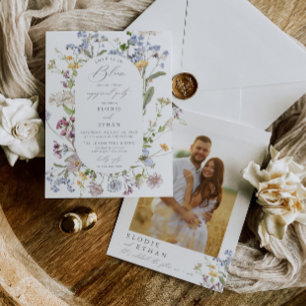 Fleur sauvage Photo Engagement Invitation Floral