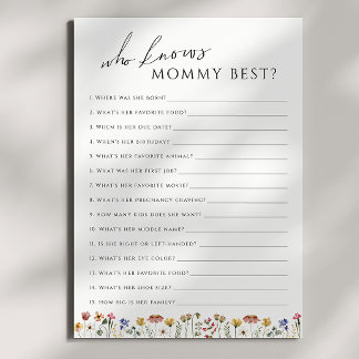 Fleur sauvage qui connaît maman Baby shower carte