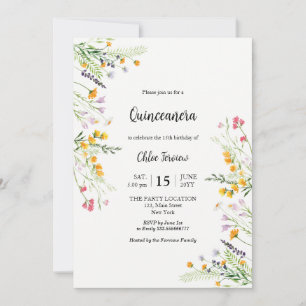 Fleur sauvage Quinceañera élégante invitation