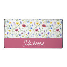 Fleur sauvage rose bleu Nom personnalisé 