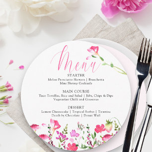 Fleur sauvage rose Joli menu Wedding shower