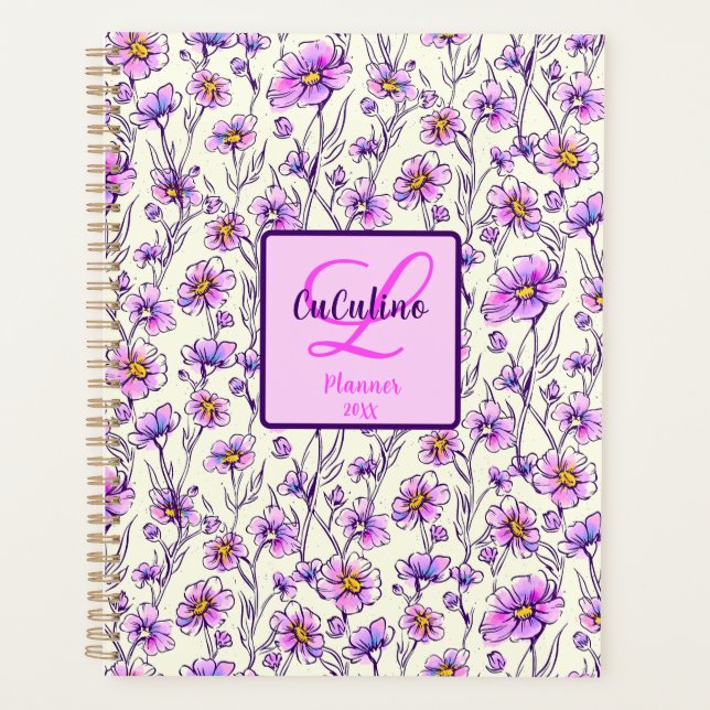 Fleur sauvage rose violet design floral (Devant)