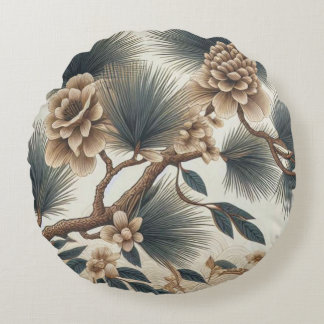 Fleur sauvage rustique Coussin rond - Le charme de