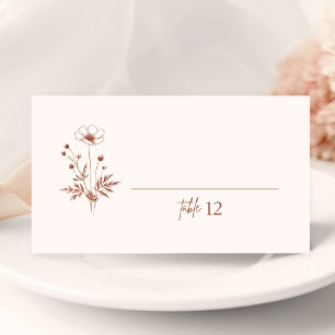 Fleur sauvage Rustique Terracotta Mariage Carte Pl