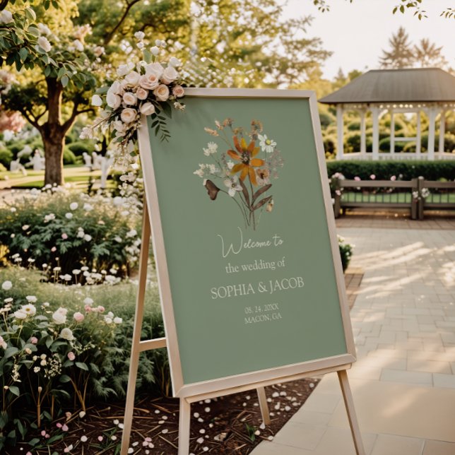 Fleur sauvage Sage Green Boho Mariage Affiche de b (Créateur téléchargé)