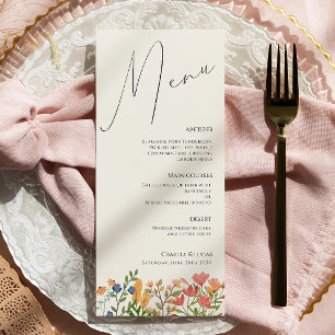 Fleur sauvage Script Menu Mariage moderne