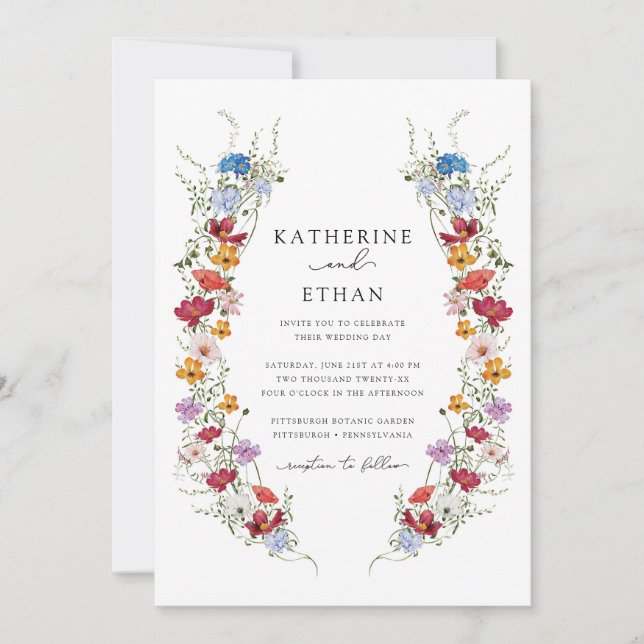 Fleur sauvage Spring Floral Wedding Invitations (Devant)