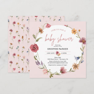 Fleur sauvage Spring Girl Baby shower Invitation