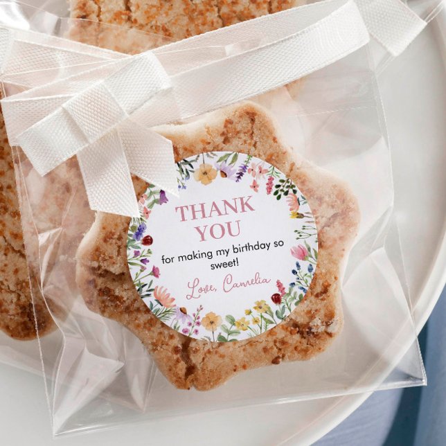 Fleur sauvage Sticker Étiquette Baby shower d'anni (Créateur téléchargé)